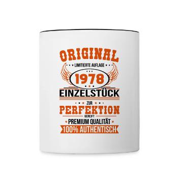 45th birthday - Original 1978 unique piece - Contrasting Mug - white/black - Front
