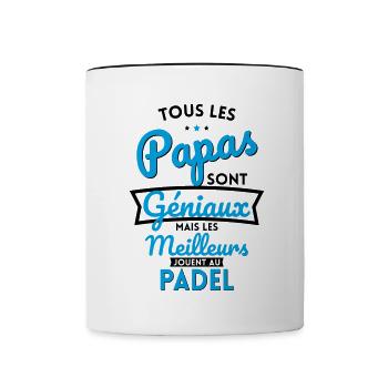 Papas géniaux mais les meilleurs jouent au Padel - Mug contrasté - blanc/noir - Devant