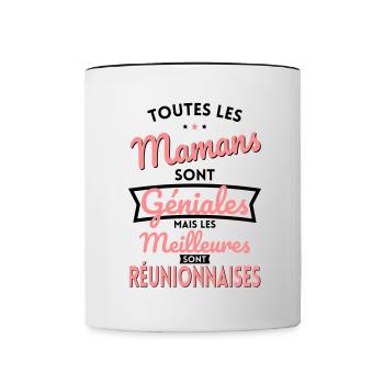 Mamans géniales les meilleures sont Réunionnaises - Mug contrasté - blanc/noir - Devant