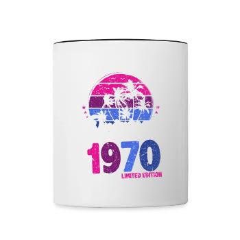 1970 Anniversaire Né En 1970 Rétro Vintage - Mug contrasté - blanc/noir - Devant