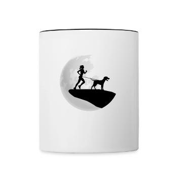 canicross zughundesport dogrun laufen mit hund - Tasse zweifarbig - Weiß/Schwarz - Vorne