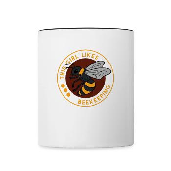 Fille aime l'apiculture Miel Citation ironique Abe - Mug contrasté - blanc/noir - Devant