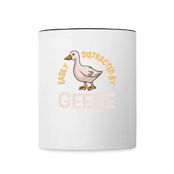Distracted by Geese Cute Waddling Goose Nature - Contrasting Mug - white/black - Front