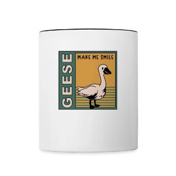 Oies Make Me Smile : oiseau mignon, oie naturelle - Mug contrasté - blanc/noir - Devant