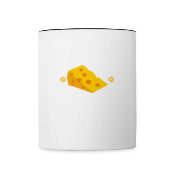 Käseherstellung, Köstliches Essen, Käse, Molkerei - Tasse zweifarbig - Weiß/Schwarz - Vorne