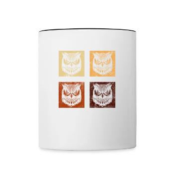 Chouettes mignonnes, nature, art, animaux de la - Mug contrasté - blanc/noir - Devant