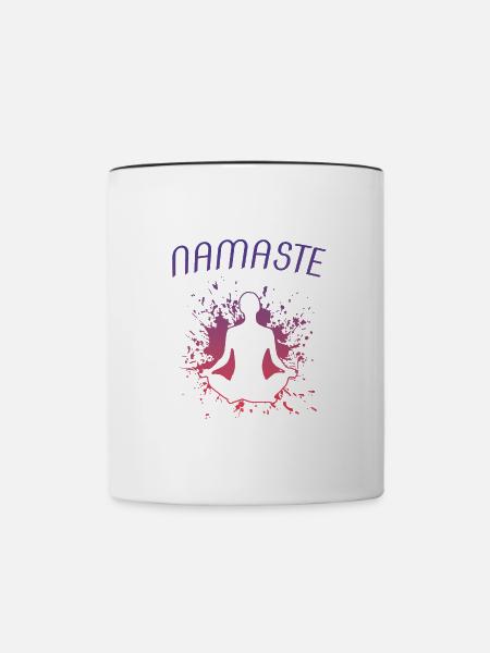 Namaste Yoga - Tasse zweifarbig - Weiß/Schwarz
