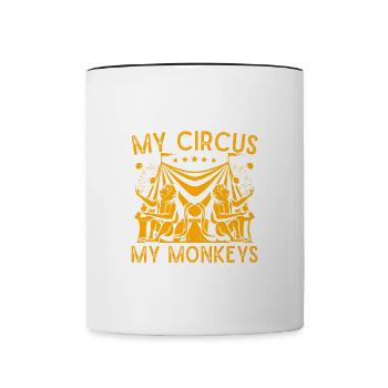 My Circus My Monkeys Performer Gifts Idea - Contrasting Mug - white/black - Front