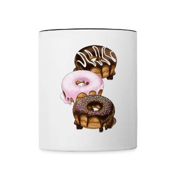 Donut beignets dessert café pâtisserie illustration - Mug contrasté - blanc/noir - Devant