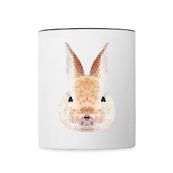 Rabbit Polygon – Low Poly - Contrasting Mug - white/black - Front