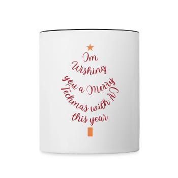 Souhait de Noël personnel avec étoile et cadeau - Mug contrasté - blanc/noir - Devant