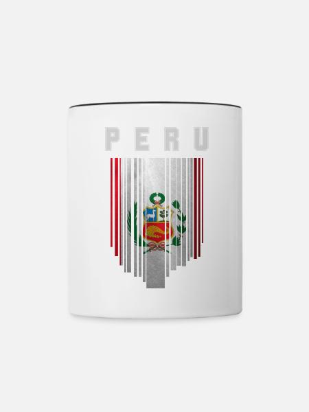 Flagge von Peru, peruanischer Stolz - Tasse zweifarbig - Weiß/Schwarz