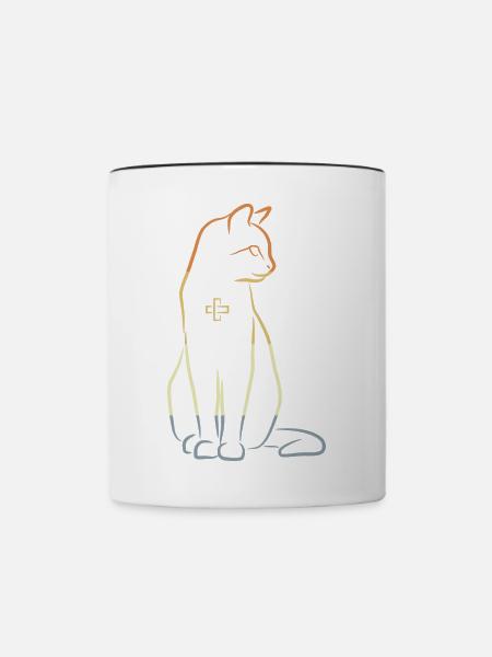 Veterinär Katze - Tasse zweifarbig - Weiß/Schwarz