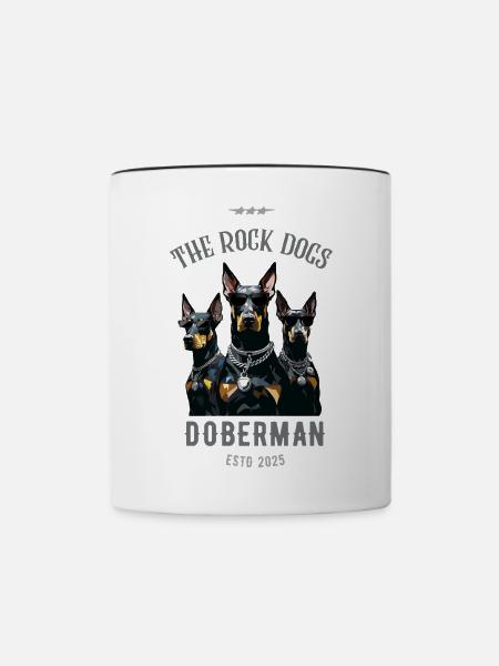 Dobermann Pinscher - der Felsenhund - Tasse zweifarbig - Weiß/Schwarz