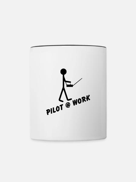 Pilot @ Work - Tasse zweifarbig - Weiß/Schwarz