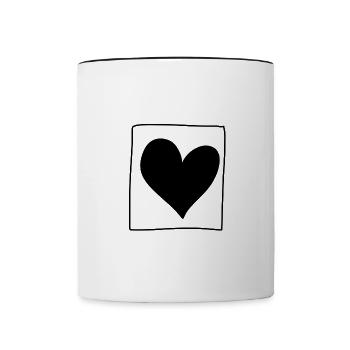 herz quadrat liebe form - Tasse zweifarbig - Weiß/Schwarz - Vorne