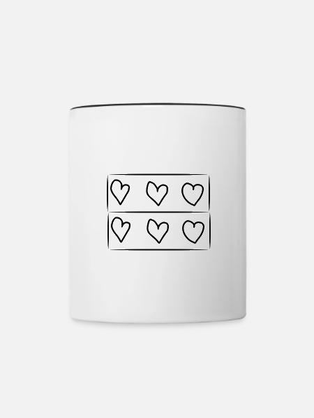 sechs herzen herz rechteck - Tasse zweifarbig - Weiß/Schwarz