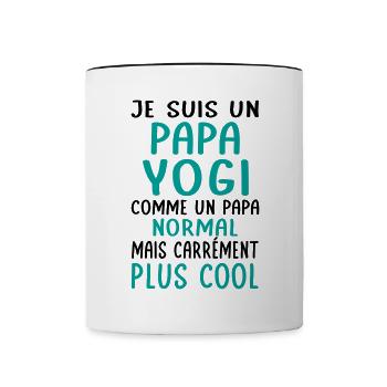 Papa yogi comme papa normal plus cool - Mug contrasté - blanc/noir - Devant