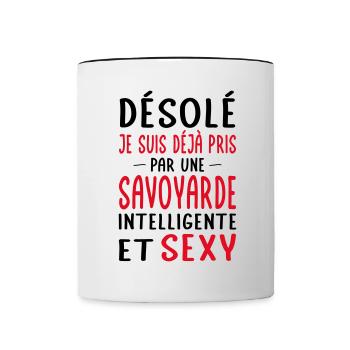 Désolé déjà pris par une Savoyarde sexy - Mug contrasté - blanc/noir - Devant