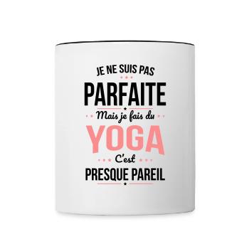 Je ne suis pas parfaite mais je fais du yoga - Mug contrasté - blanc/noir - Devant