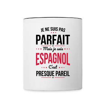 Je ne suis pas parfait mais je suis Espagnol - Mug contrasté - blanc/noir - Devant