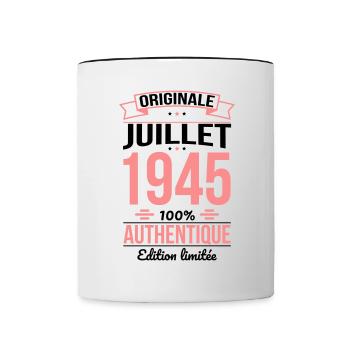 Anniversaire 80 ans - Originale - Juillet 1945 - Mug contrasté - blanc/noir - Devant