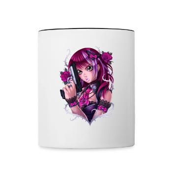 Guns and Roses Girl - Contrasting Mug - white/black - Front