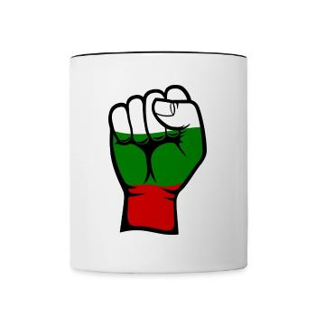 Bulgarien Flagge Faust Hand Symbol - Tasse zweifarbig - Weiß/Schwarz - Vorne