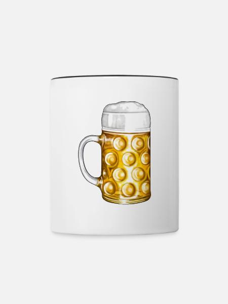 Bier Bierkrug Bierzelt Illustration - Tasse zweifarbig - Weiß/Schwarz