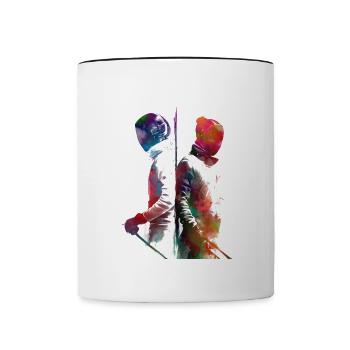 fencing sport art #fencing #sport - Contrasting Mug - white/black - Front