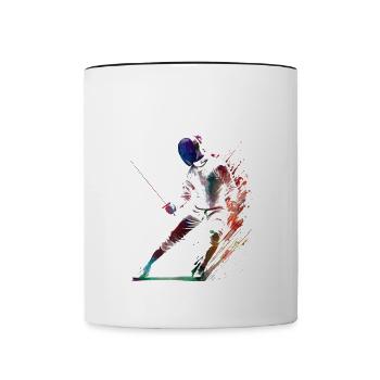 fencing sport art #fencing #sport - Contrasting Mug - white/black - Front