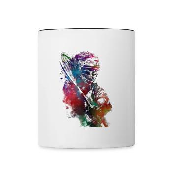 Lacrosse player sport #lacrosse - Contrasting Mug - white/black - Front