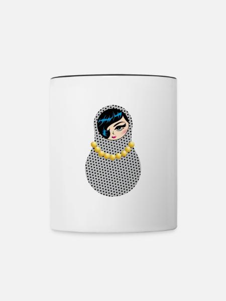 Matroschka Anja - Tasse zweifarbig - Weiß/Schwarz