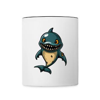 Dolphin Halloween Zombie - Contrasting Mug - white/black - Front