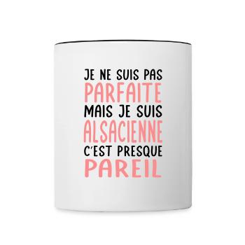 Je ne suis pas parfaite mais je suis Alsacienne - Mug contrasté - blanc/noir - Devant