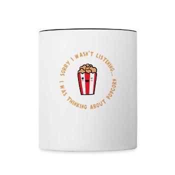 Penser à Popcorn Funny Quote Movies Popcorn - Mug contrasté - blanc/noir - Devant