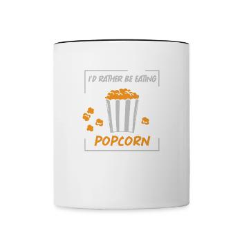 Gesundes Essen von gesalzenem Popcorn - Tasse zweifarbig - Weiß/Schwarz - Vorne
