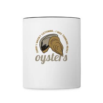 Penser aux huîtres Seafood Chef Wine - Mug contrasté - blanc/noir - Devant