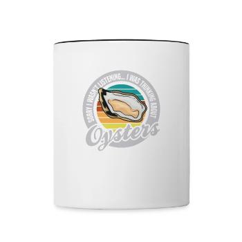 Denken Sie an Austern, Meeresfrüchte, Meerestiere - Tasse zweifarbig - Weiß/Schwarz - Vorne