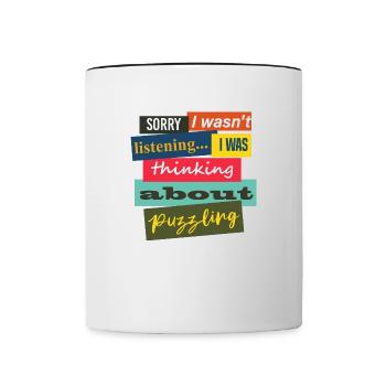 Thinking About Puzzling Jigsaw Hobby Puzzler - Contrasting Mug - white/black - Front