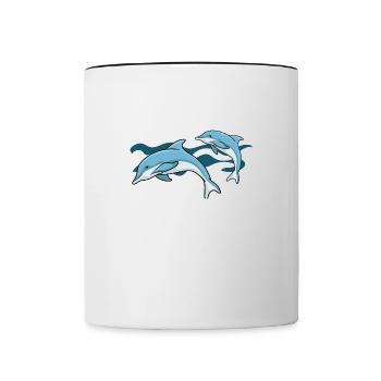 Dolphins Make Me Smile Ocean Wildlife Animal - Contrasting Mug - white/black - Front