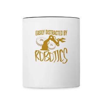 Abgelenkt von Robotern Lustiger Mechaniker - Tasse zweifarbig - Weiß/Schwarz - Vorne
