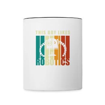 Boy Likes Robotics Mechanic Engineer Student Robot - Contrasting Mug - white/black - Front