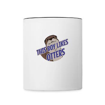 Boy Likes Cute Otters Wild Animal Sea Otter - Contrasting Mug - white/black - Front