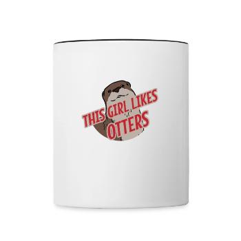 Girl Likes Otters süßes Zitat Seeotter Tier - Tasse zweifarbig - Weiß/Schwarz - Vorne