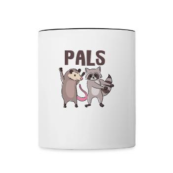 Opossum and Raccoon Pals Funny Rodent Squad - Contrasting Mug - white/black - Front