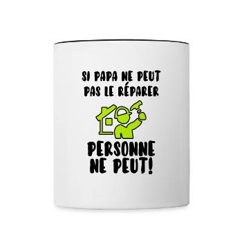 Papa bricoleur - Mug contrasté - blanc/noir - Devant
