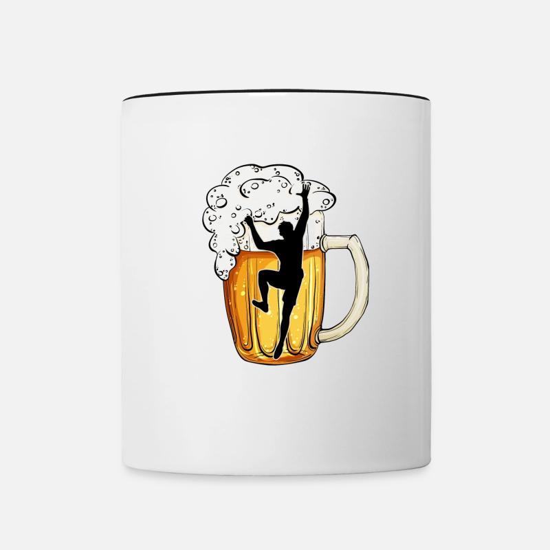 boulderer bouldering and beer climbing hall boulder - Contrasting Mug - white/black