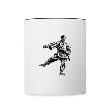 karate, opponents, sparring, partners, martial arts - Contrasting Mug - white/black - Front