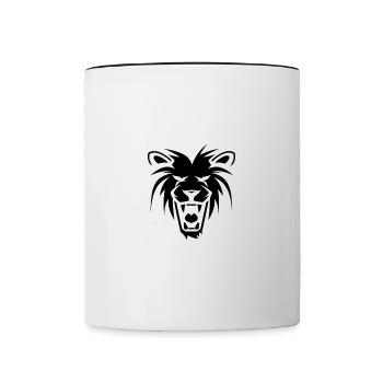 Roaring Lion Head Tattoo Style Elegant Mane - Contrasting Mug - white/black - Front